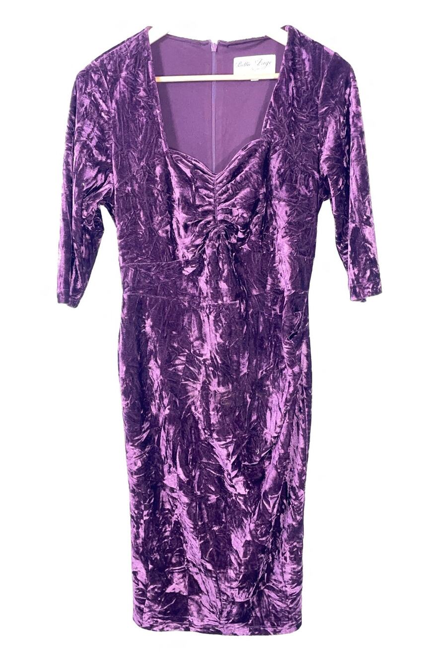 Bettie Page by Tatyana Crushed Velvet Midi Dress - Women's Size L - Fabulous!